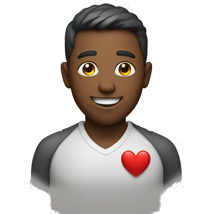 A smiling human with a heart on the chest emoji