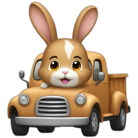 Light brown bunny in a truck  emoji