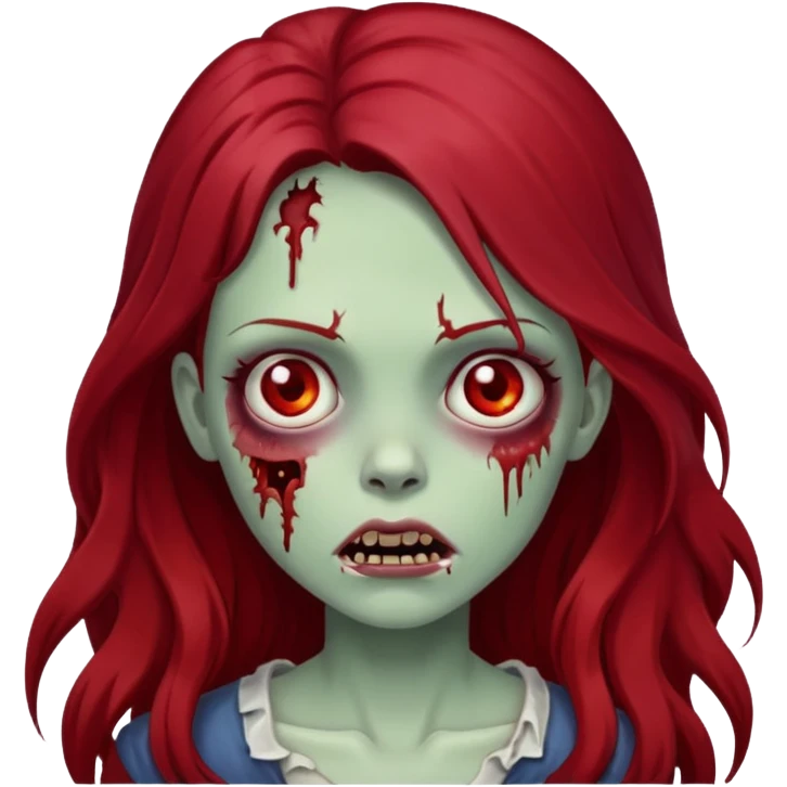menina zumbi de cabelo vermelho escuro e longo emoji