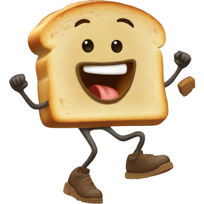 Slice of toast with little feet running away emoji
