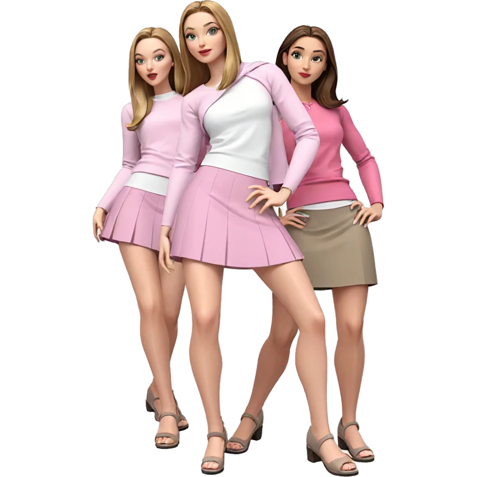 stylish trio in skirts emoji
