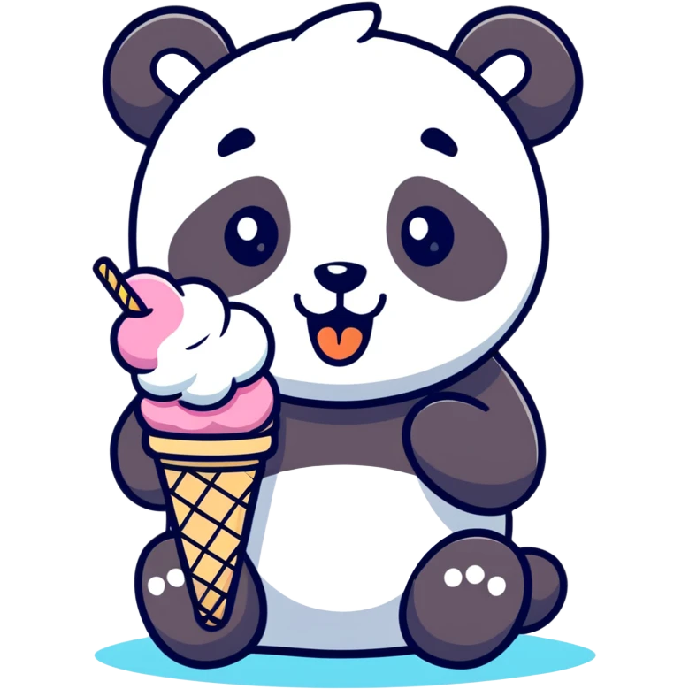 Panda eating ice cream emoji