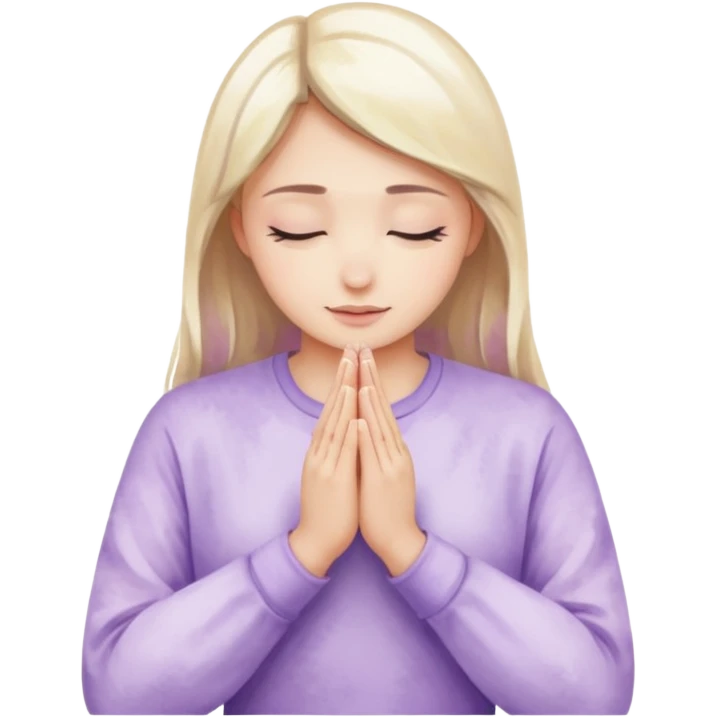 Hands in prayer in watercolor, sleeves in lilac color emoji