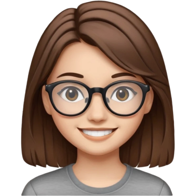 ragazzina di 16 anni castana capelli lunghi con occhiali neri  emoji