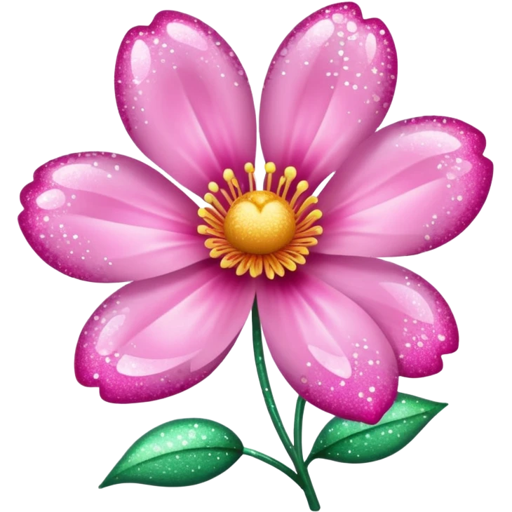 glitter pink flower emoji