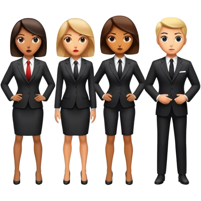 "A group of secret intelligence agents in formal suits, with one of them being a woman. They appear serious, professional, and mysterious, working together as a team." emoji