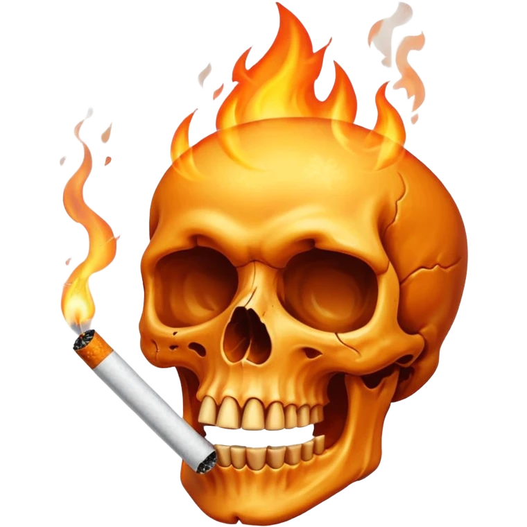 Skull on fire with a cigarette  emoji