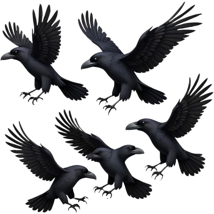 group of ravens in flight emoji