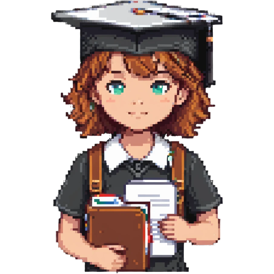 student in a master's cap with a folder in his hands emoji