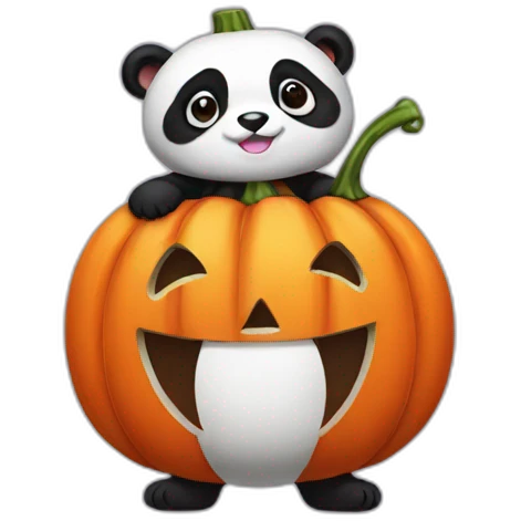 panda dressed as a pumpkin costume emoji