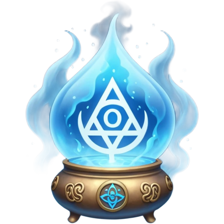 magical object blue magic mist with ancient symbol emoji