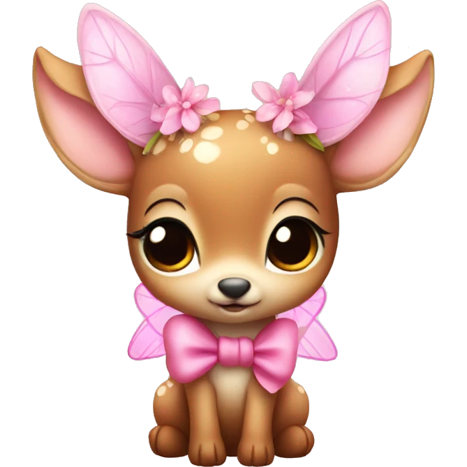 baby deer with fairy wings and a pink bow around its neck  emoji