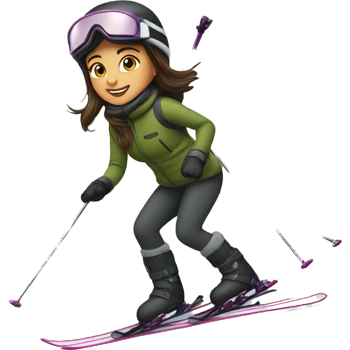 Brunette Girl skiing  emoji