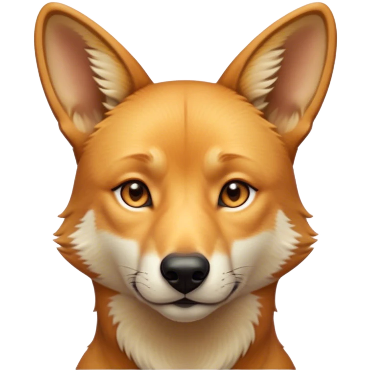 Cinematic Noble Dingo Portrait Emoji, Poised and regal, with a lean, agile build and a short, sandy-tawny fur that speaks of the wild outback, deep-set soulful amber eyes and alert ears, Simplified yet sharp and sophisticated features, highly detailed, glowing with a soft, dignified glow, high shine, intelligent and resourceful, stylized with an air of untamed elegance, focused and attentive, soft glowing outline, capturing the essence of a watchful and confident wild canine, so majestic it feels as though it could trot out of the screen with effortless authority! emoji