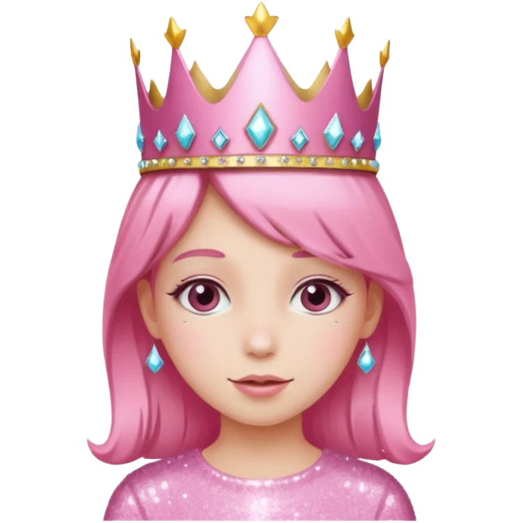 pink girl glitter crown emoji