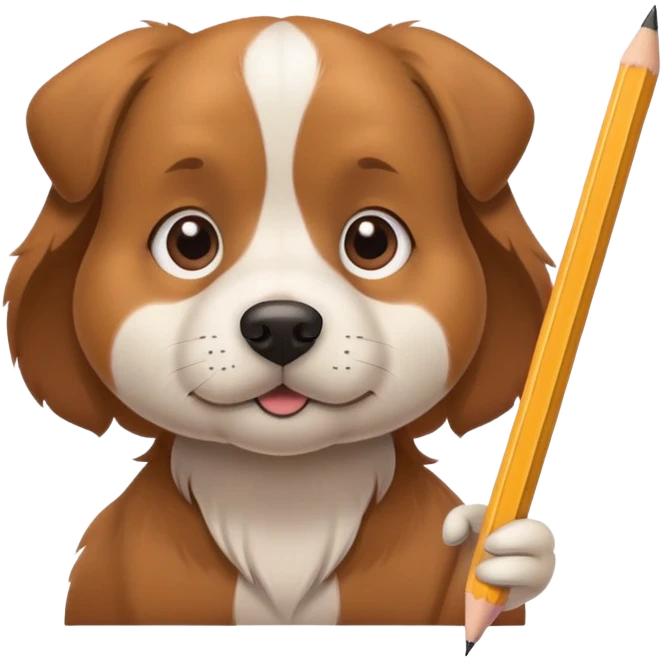 A dog with a pencil emoji