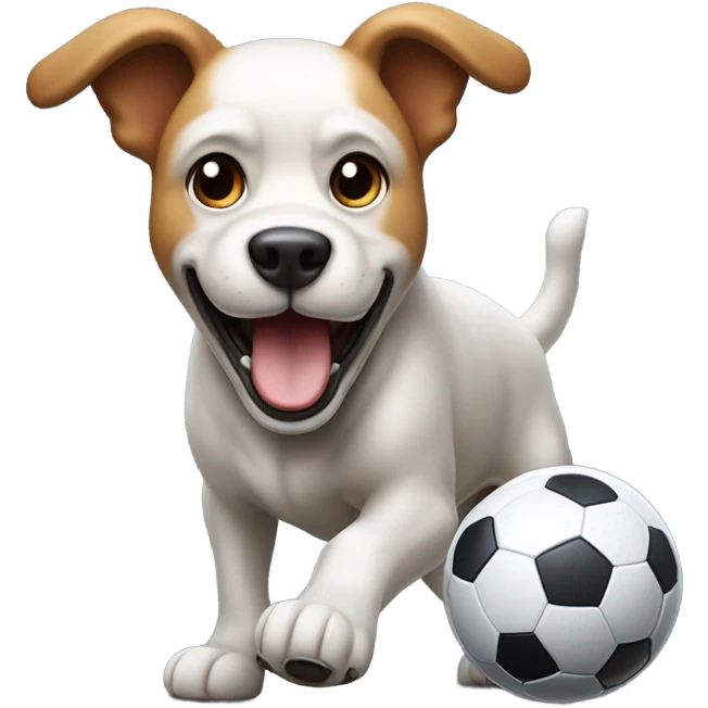Dog kicking a soccer ball  emoji
