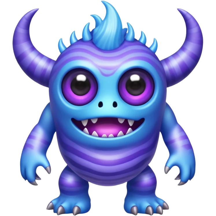 My Singing Monsters Echo element monster, translucent glowing body, blue-purple colors, soundwave ripple patterns, cute cartoon style emoji