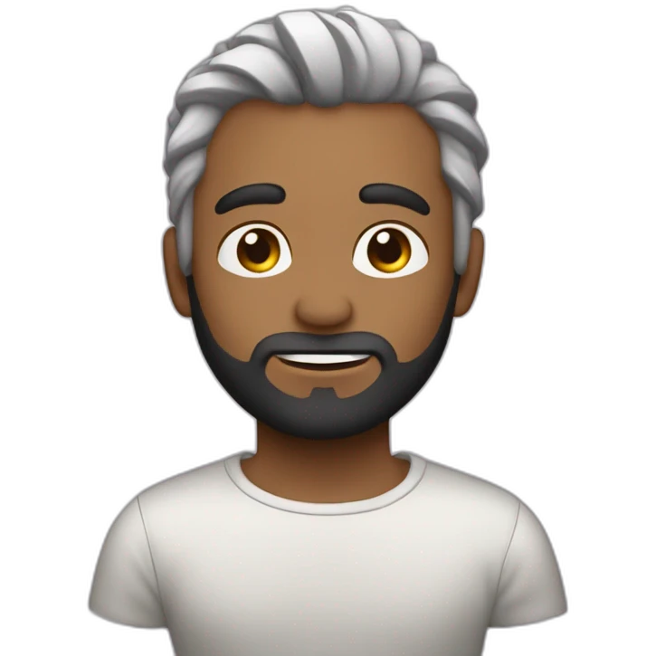 Chico con piel blanca, pelo negro y barba emoji