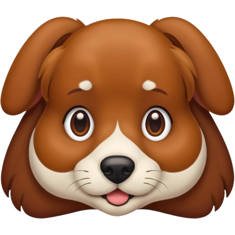 Dark red brown dog with honey brown eyes half floppy ears  emoji