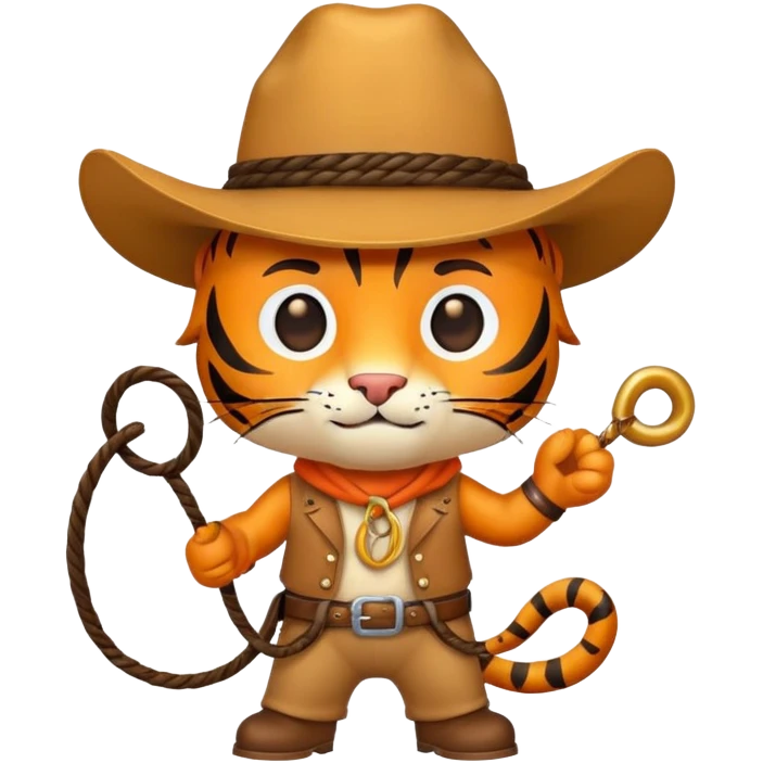 Tiger cowboy with hat and lasso emoji