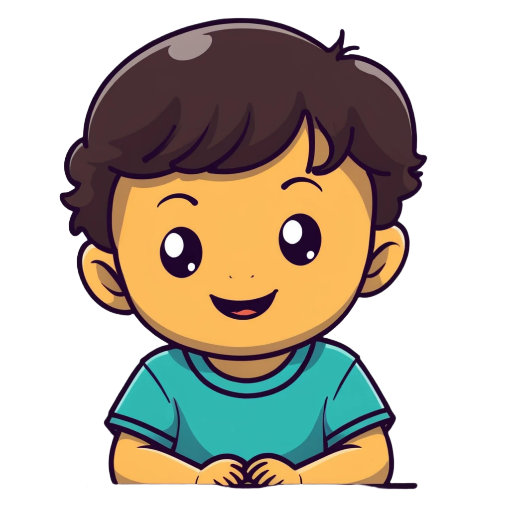 smiling toddler face with big eyes, medium skin tone, and dark wavy hair emoji