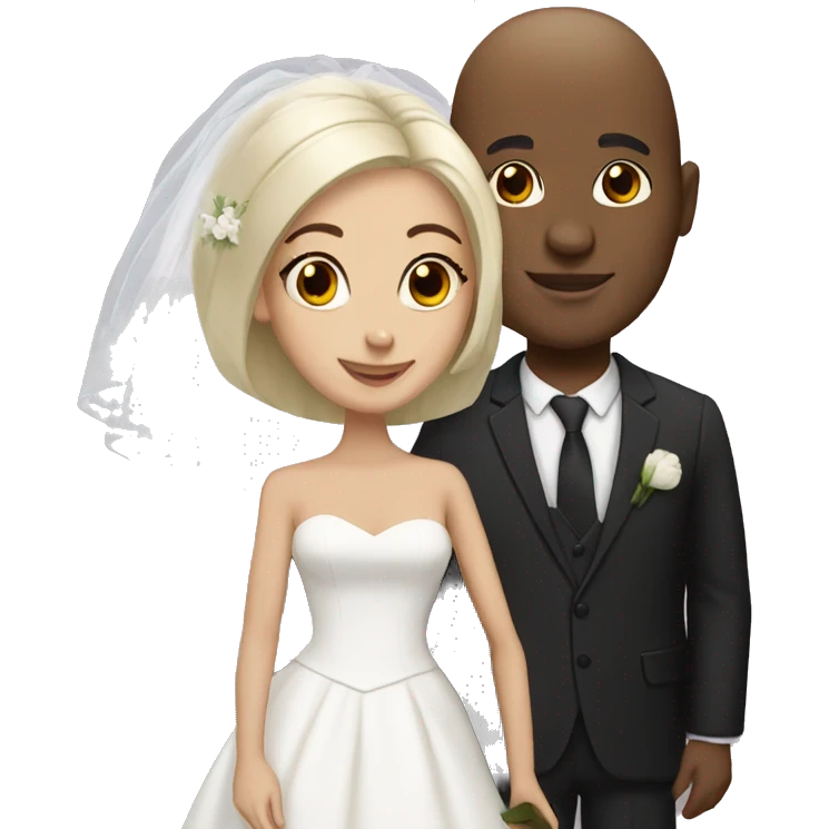 bald Black guy with marrying Latina black haired girl emoji