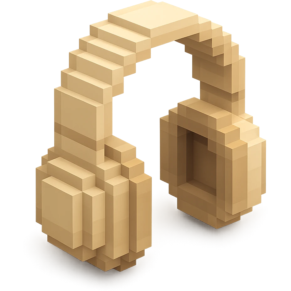 full-size Sony headphones, beige color, isometric view emoji
