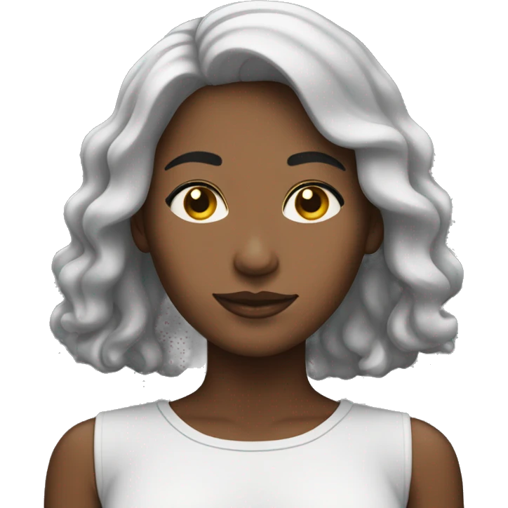 Mujer con cabello negro y iluminaciones blancaa emoji
