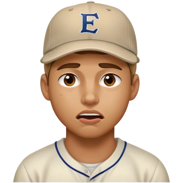 "frat boy" wearing a backwards baseball cap bitting his lip and squinting emoji