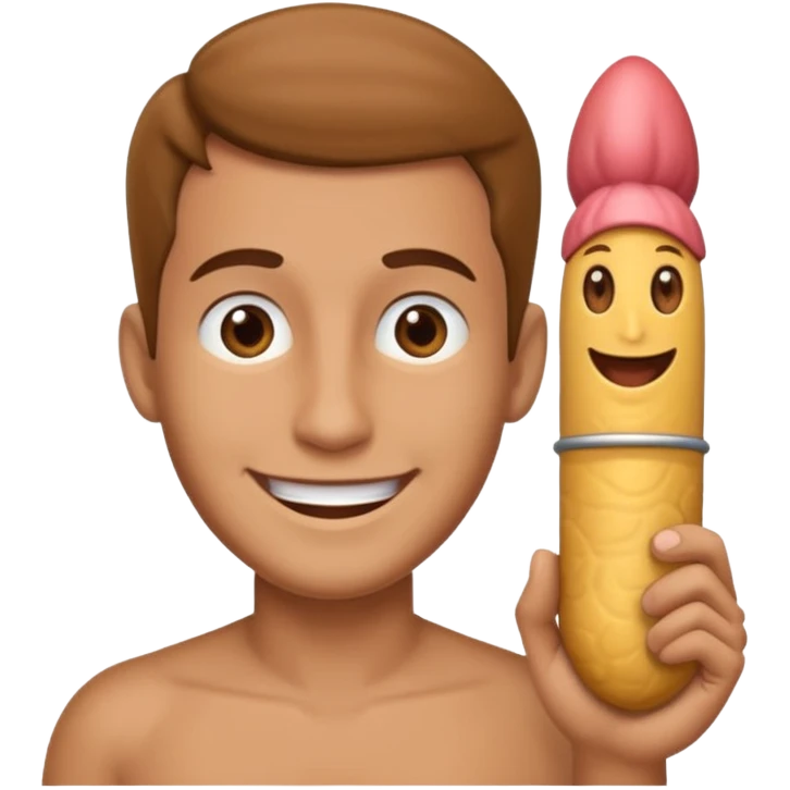 Smiling face with a large hard erect penis emoji