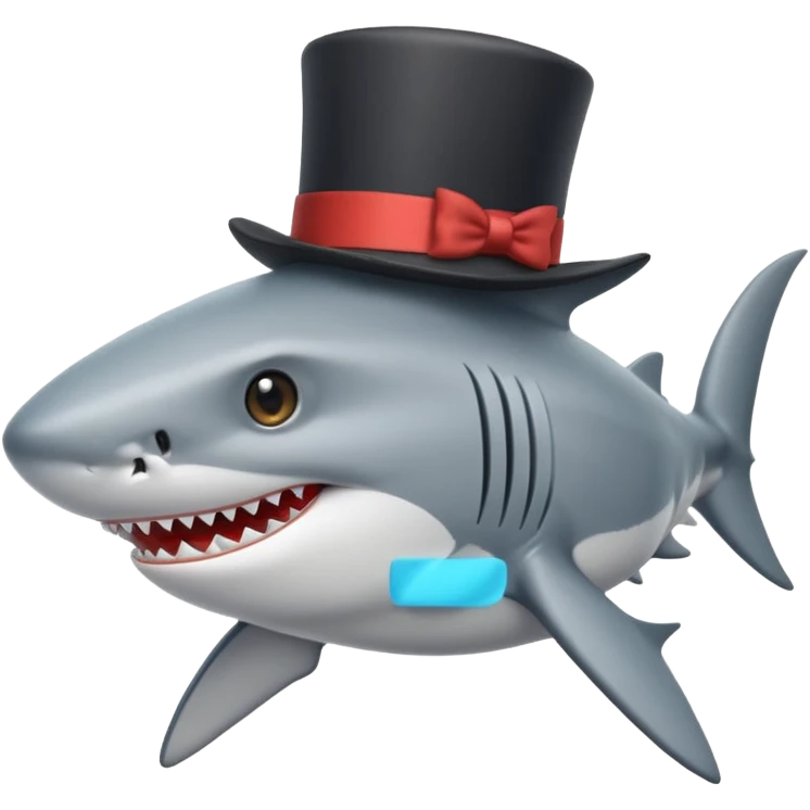Shark with a top hat emoji