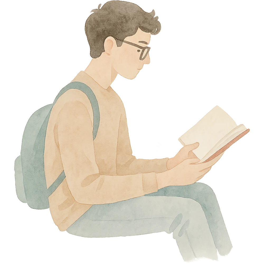 universitario leyendo, estilo acuarela emoji