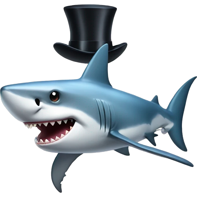 Shark with a top hat emoji