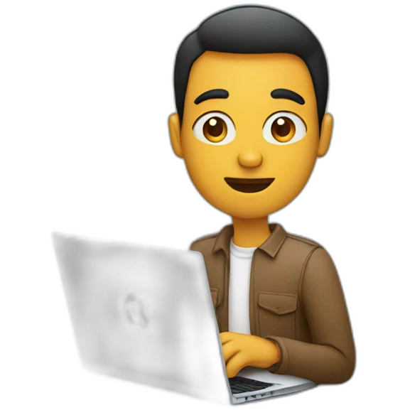 man holding mac laptop  emoji