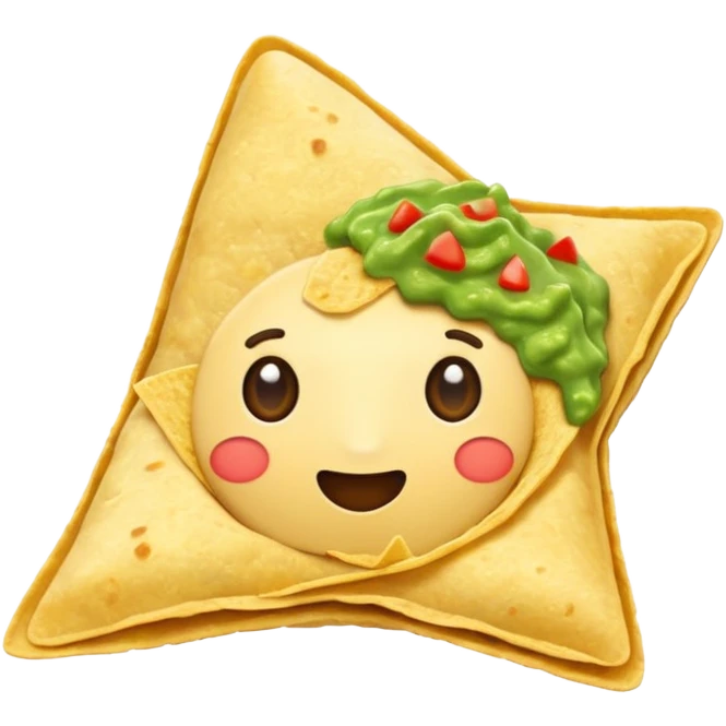 Tortilla chip with green guacamole on it  emoji