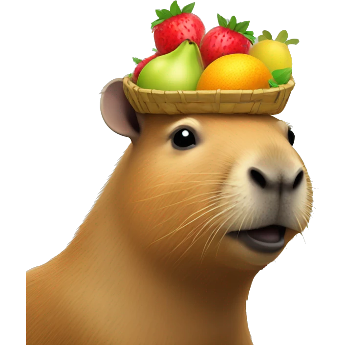 Capybara with fruit basket on head emoji