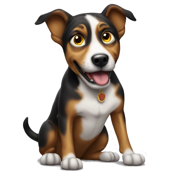 Crazy dog with top hot emoji