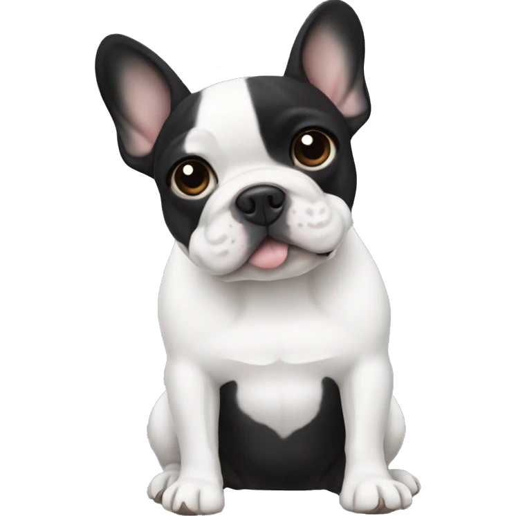 Black french bulldog with white chest emoji