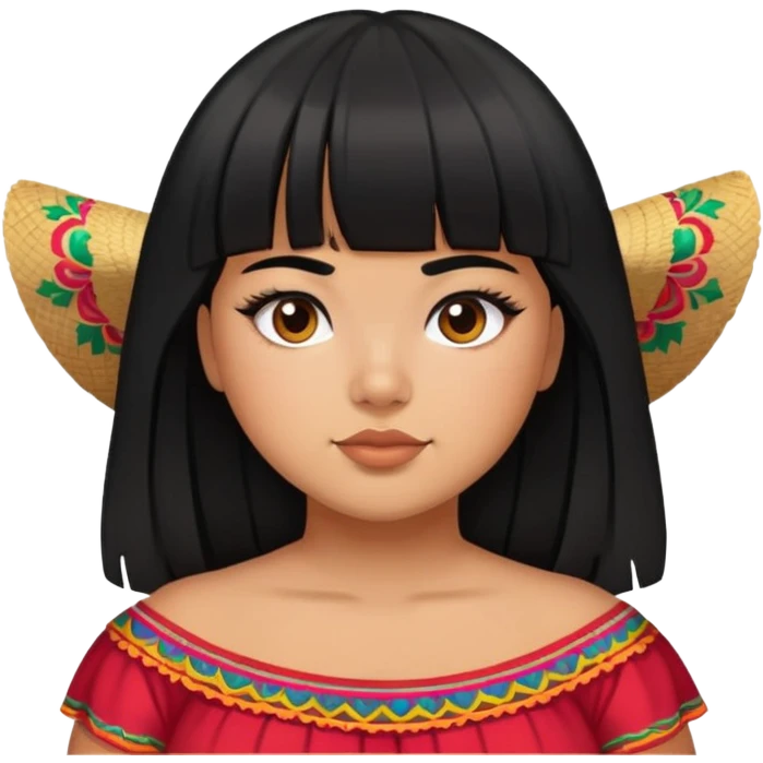 Mexican girl with bangs black hair plus size emoji