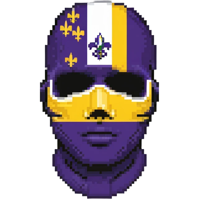 Louisiana themed ski mask with state flag colors and outline emoji
