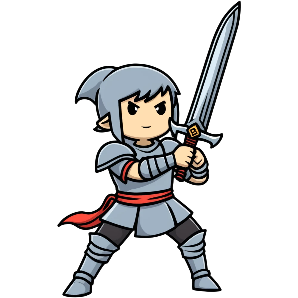 retro arcade fantasy warrior with big sword emoji