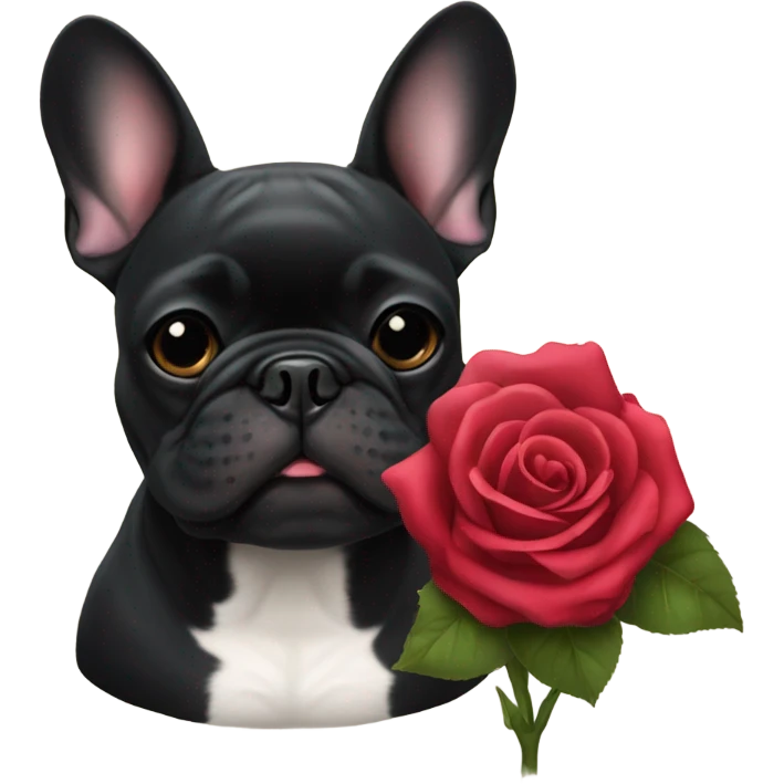 French bulldog black with rose emoji
