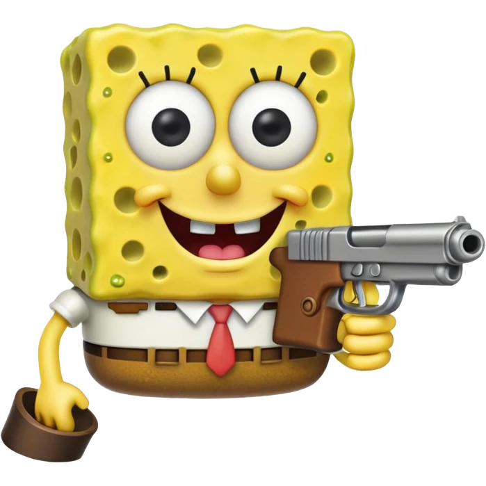 SpongeBob holding a gun emoji