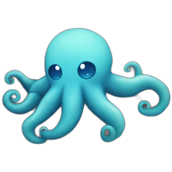 Cute blue kraken making heart emoji