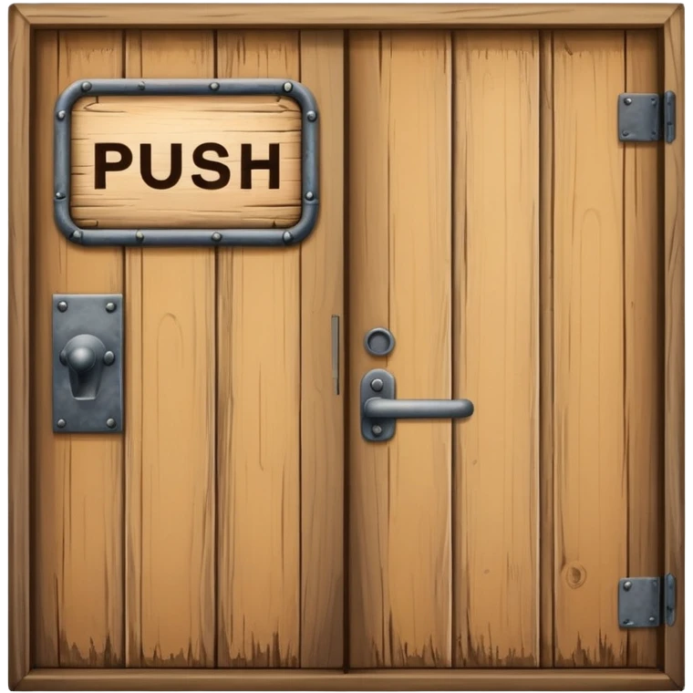 Door with a sign push emoji