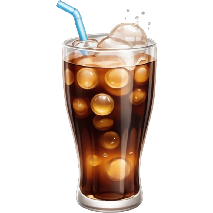 Iced cola emoji, rounded edges, soft highlights emoji