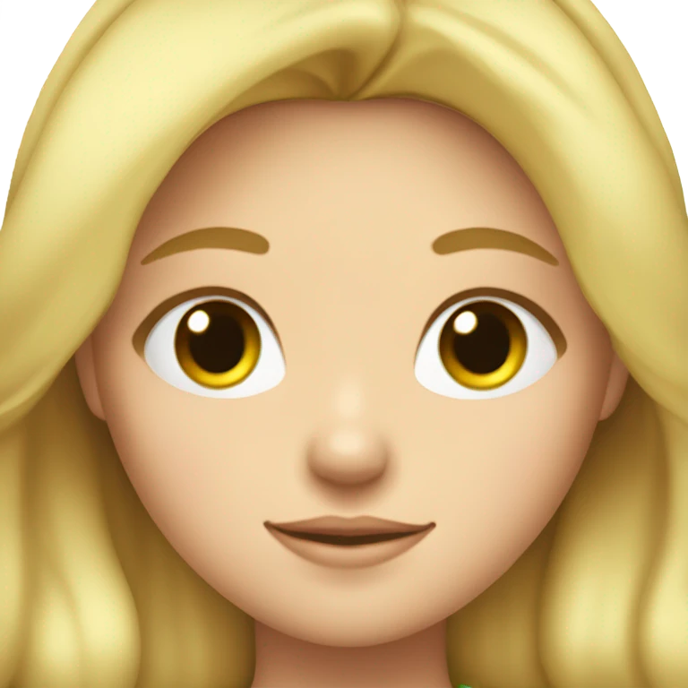 Blonde girl with rosy cheeks and green eyes wearing crown  emoji