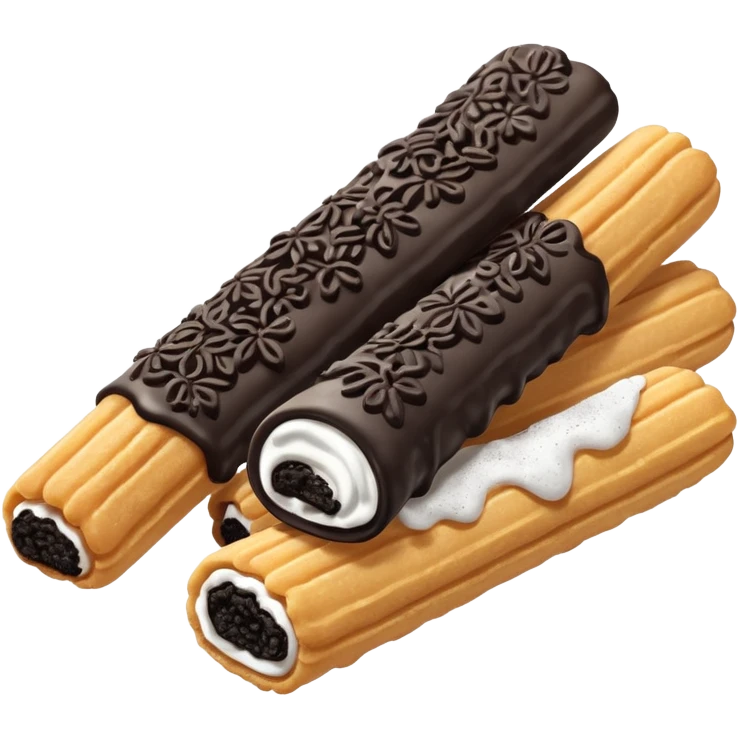 make the churros black like oreo cookie emoji