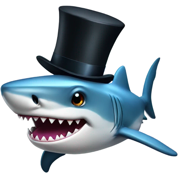 Shark with a top hat emoji
